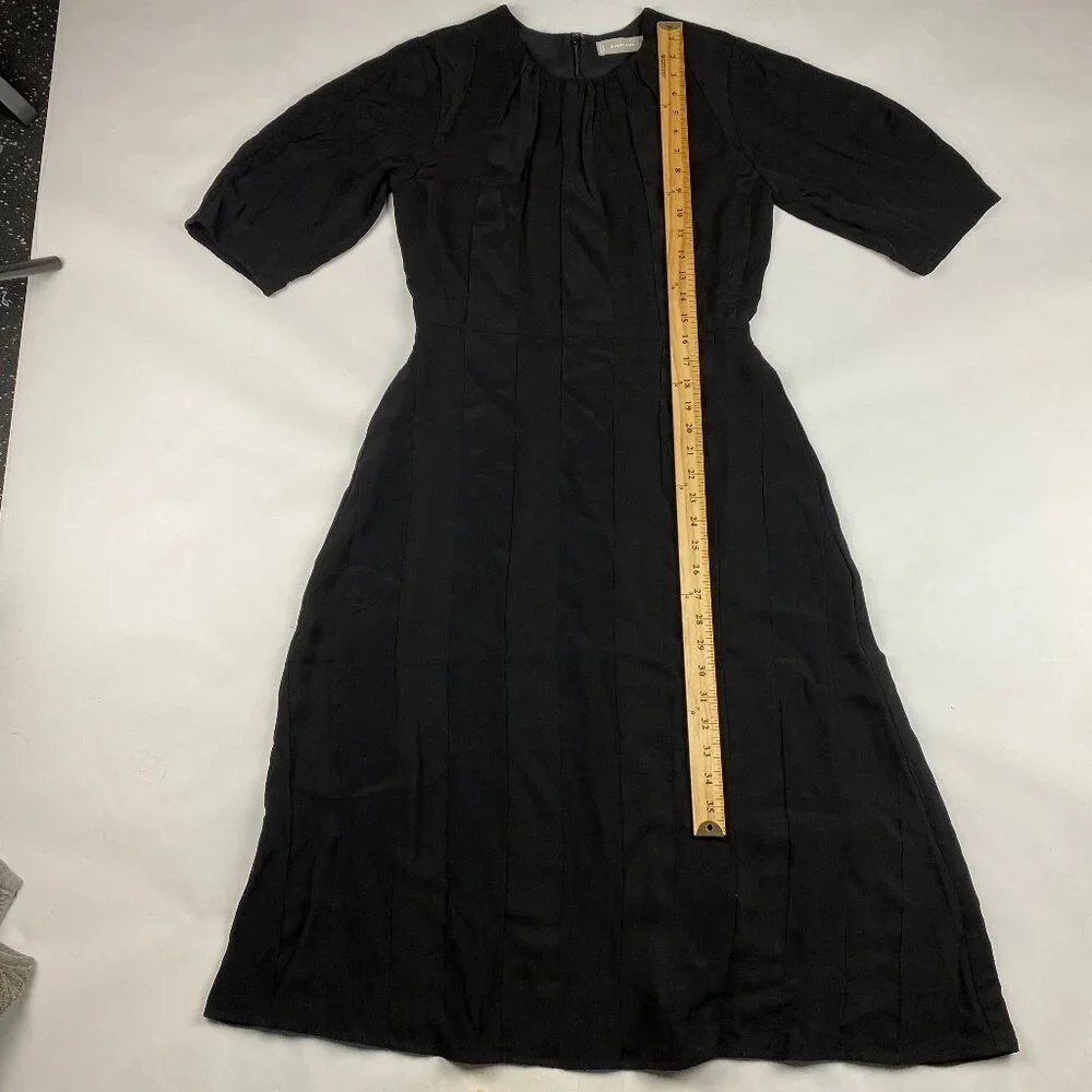 NWT Everlane The City Stripe Ruched Dress Midi Black Size 2
